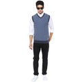 Axmann V Neck Self Designed Sleeveless Sweater - MODA ELEMENTI