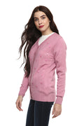 Blossom Pink Self Designed Buttoned Cardigan