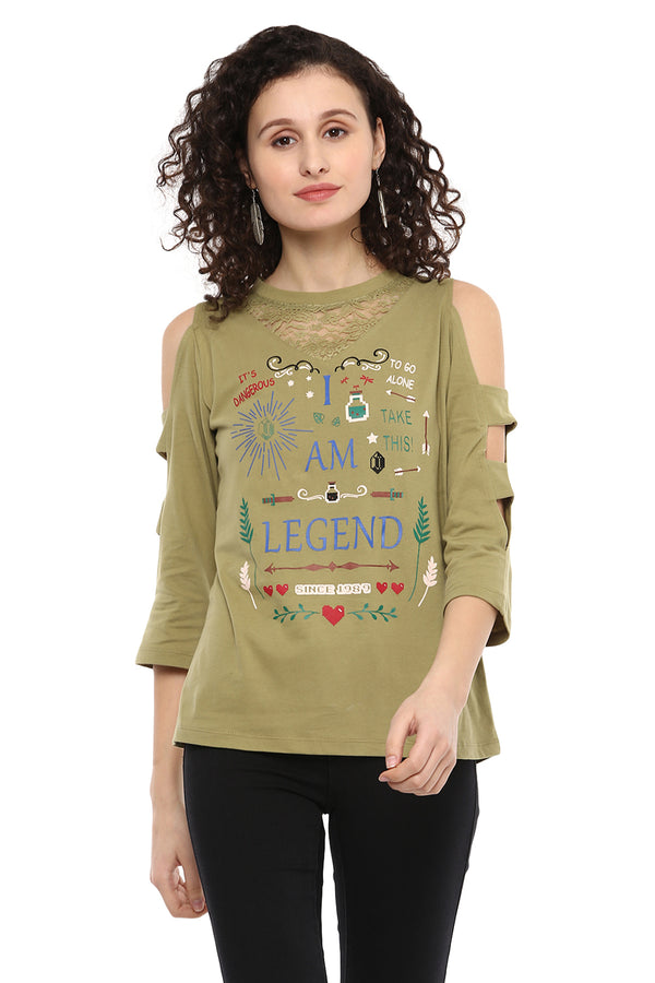 Cold Shoulder Printed Premium Top - MODA ELEMENTI