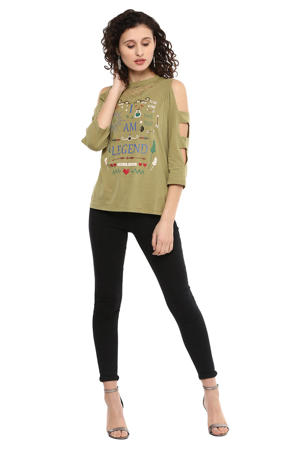 Cold Shoulder Printed Premium Top - MODA ELEMENTI