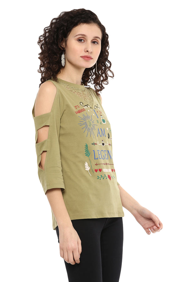 Cold Shoulder Printed Premium Top - MODA ELEMENTI