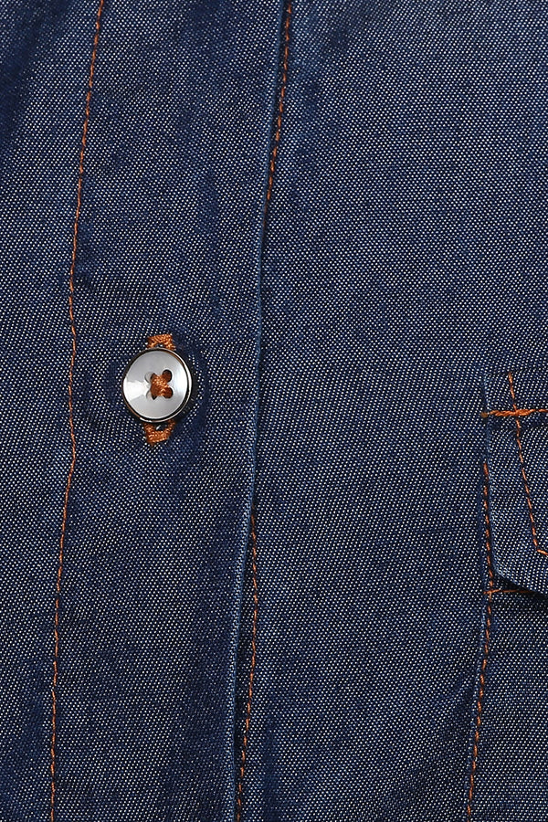 Denim Self Designed Casual Shirt - MODA ELEMENTI