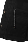 Black Solid Buttoned Cotton Jacket - MODA ELEMENTI