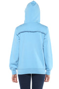 Solid Ruffle Zipper Hood Sweatshirt - MODA ELEMENTI