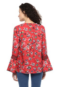 Floral Printed Bell Sleeve Casual Top - MODA ELEMENTI