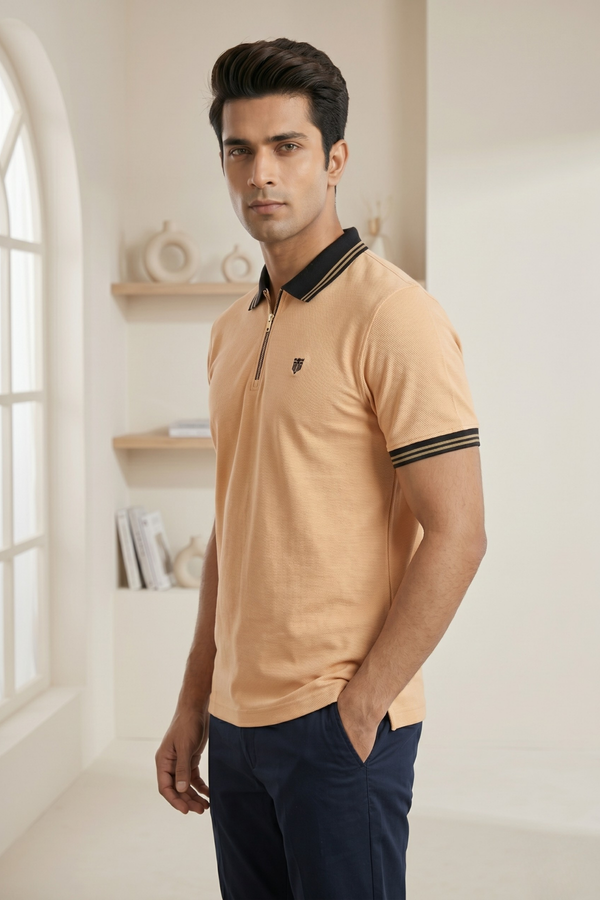 Mens Half Zip Polo T-Shirt