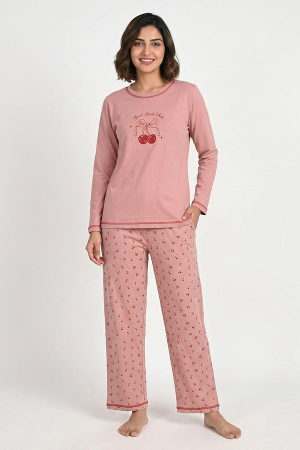 Cherry Bliss Comfort Night Suit Set
