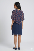 Women's Navy Blue Layered Cape Dress