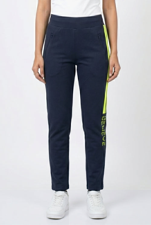 Women's Navy Blue Athleisure Track Pants