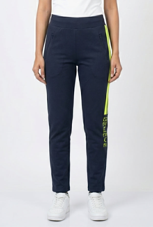 Women's Navy Blue Athleisure Track Pants
