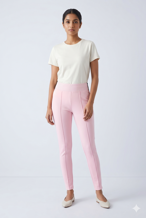 Women's Blush Pink Slim Fit Pull-On Jegging