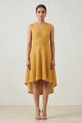 Golden Glow Textured High-Low Dress