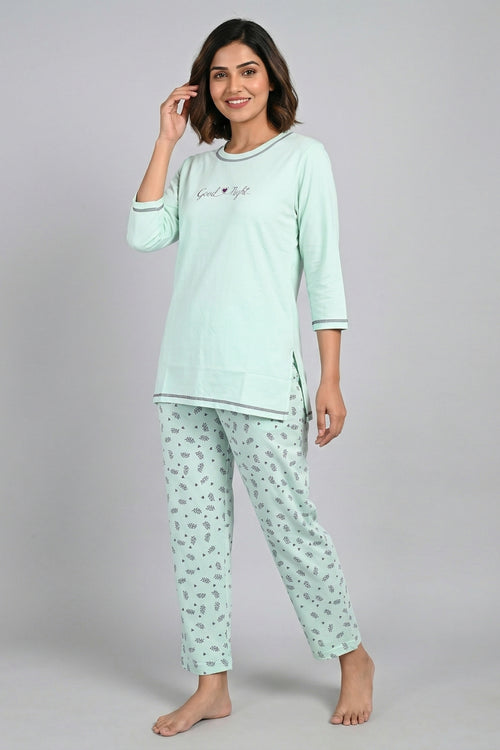 Minty Calm Comfort Night Suit Set