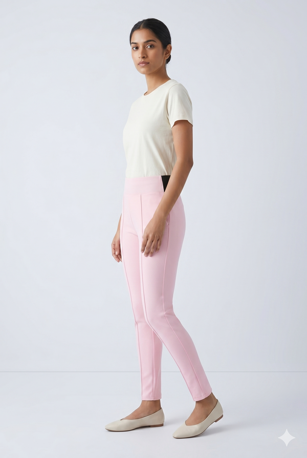 Women's Blush Pink Slim Fit Pull-On Jegging