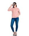 Moda Elementi Casual Pink Fleece Jacket for Women