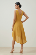 Golden Glow Textured High-Low Dress