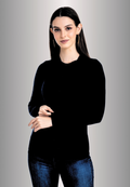 Women's Solid Black Full Sleeve Knited Cardigan