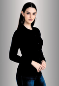Women's Solid Black Full Sleeve Knited Cardigan