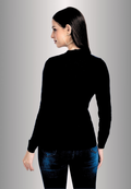 Women's Solid Black Full Sleeve Knited Cardigan