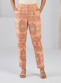 Women's Peach Printed High-Rise Tapered Pants