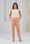 Women's Peach Printed High-Rise Tapered Pants