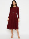 Moda Elementi Wine Touched Grace Party Wear Dress For Women