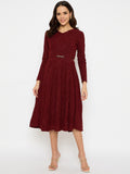 Moda Elementi Wine Touched Grace Party Wear Dress For Women