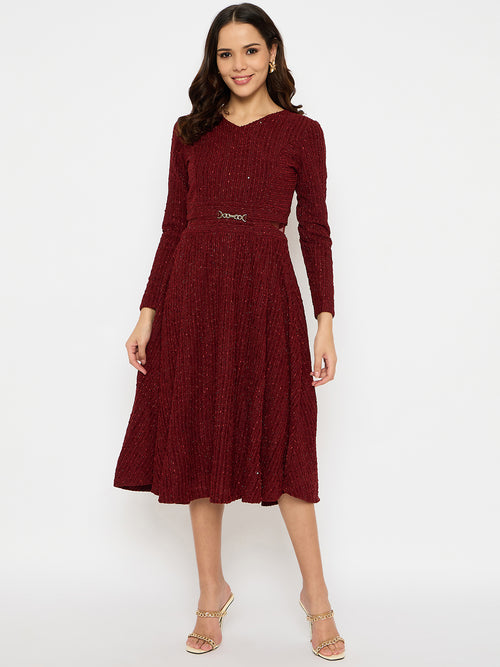 Moda Elementi Wine Touched Grace Party Wear Dress For Women