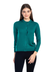 Women's Solid Teal Green Round Neck Knitted Cardigan