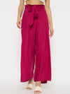 Moda Elementi Vibrant Magenta Wide-Leg Trousers with Waist Tie