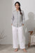 Womens Grey Pintuck Lace Detail Mandarin Collar Shirt