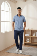 Mens Half Zip Polo T-Shirt