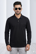 Men's Classic Black Full Sleeve Polo T-Shirt