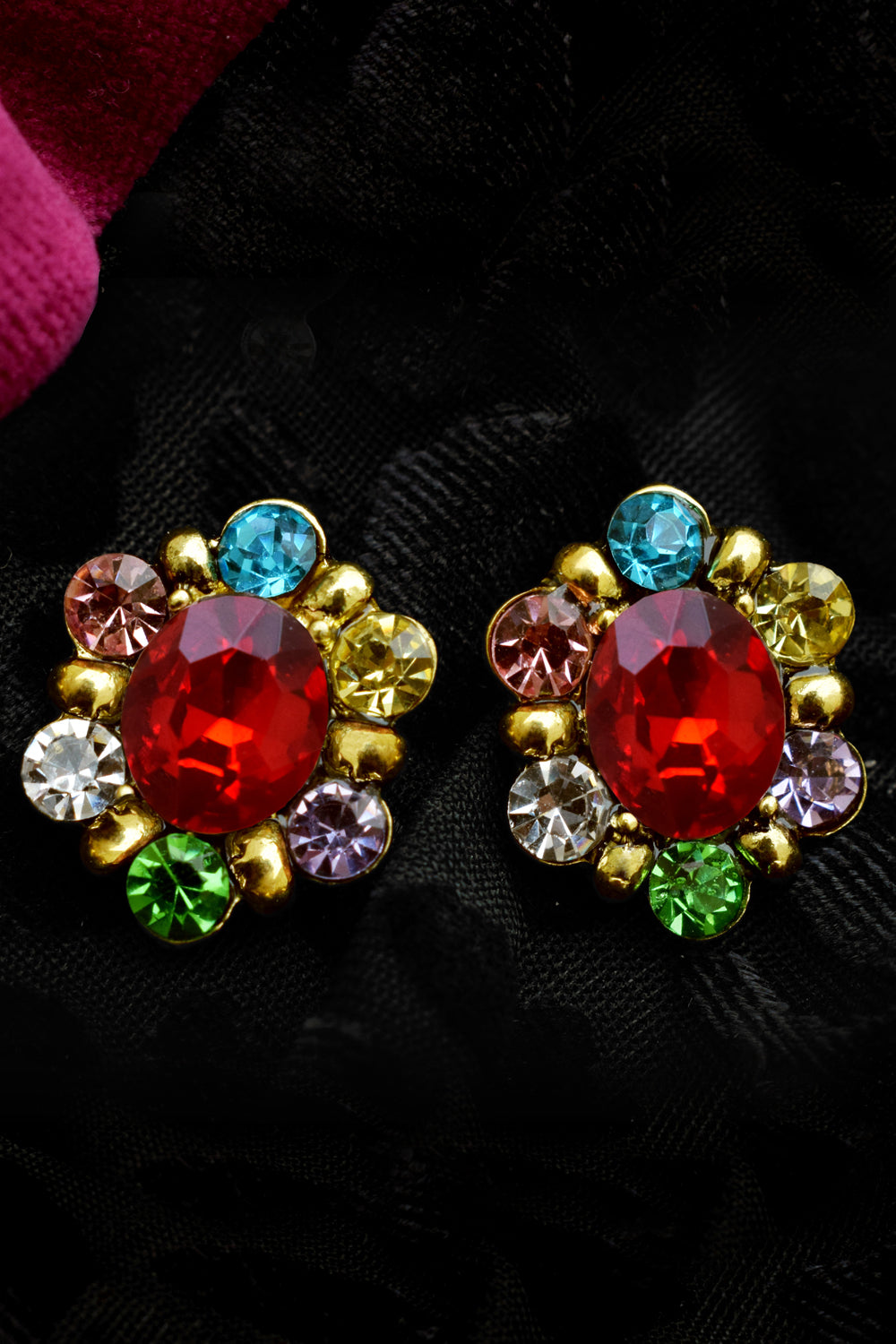 Dazzle Shine Red Designer Earrings MODA ELEMENTI
