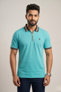 Mens Half Zip Polo T-Shirt