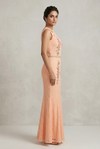 Peach Blossom Embroidered Mermaid Dress