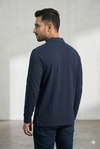 Men's Navy Blue Full Sleeve Polo T-Shirt