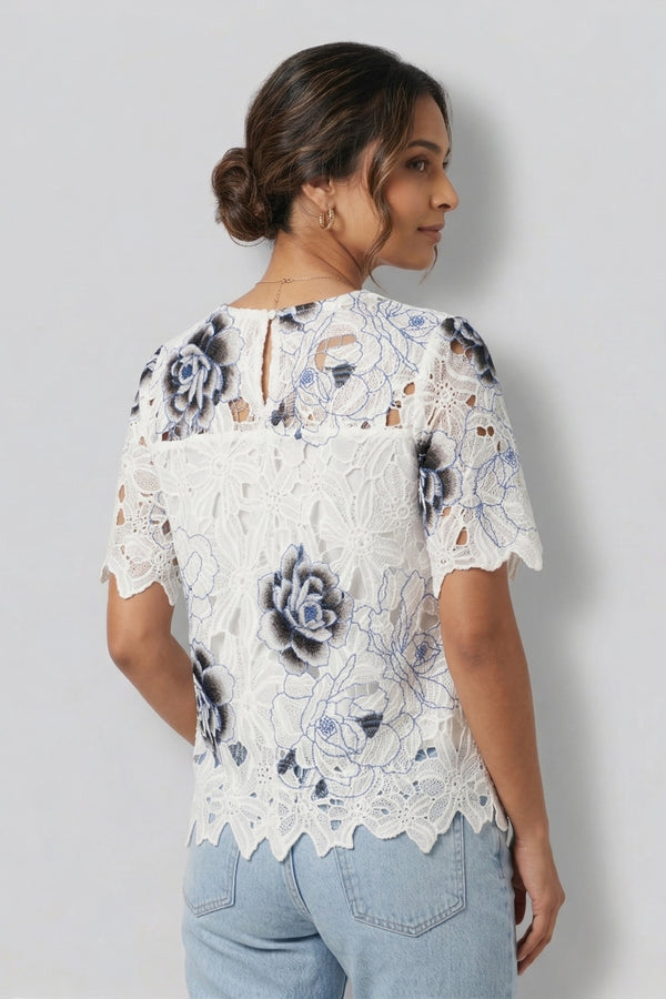 Women Lace Overlay Designer Top