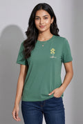 Green Crew Neck Printed T-Shirt