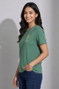 Green Crew Neck Printed T-Shirt
