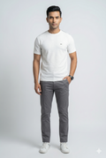 Men's White Textured Crew Neck T-Shirt