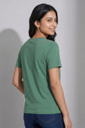 Green Crew Neck Printed T-Shirt