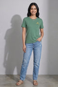 Green Crew Neck Printed T-Shirt
