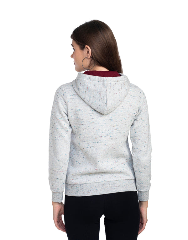 Moda ElementiWomen’s Grey Melange Hooded Sweatshirt