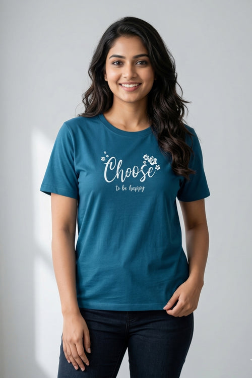 Women Teal Casual Tee