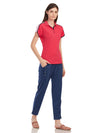 Women Collar Rose color T-shirt