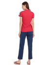 Women Collar Rose color T-shirt