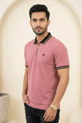 Mens Half Zip Polo T-Shirt