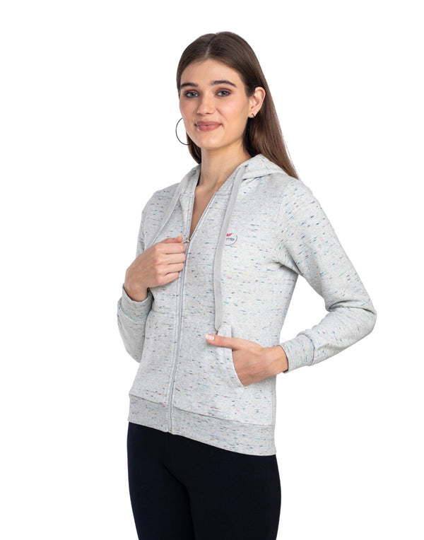 Moda ElementiWomen’s Grey Melange Hooded Sweatshirt