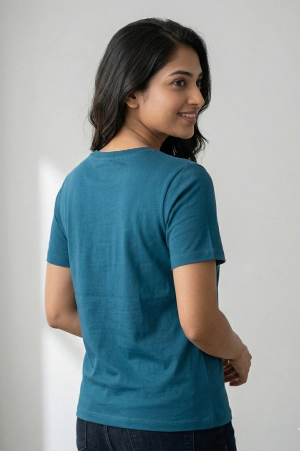 Women Teal Casual Tee